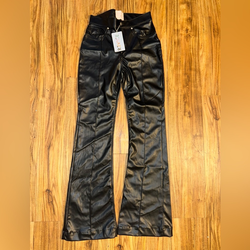 Revice Pants Womens 30 Vegan Leather Venus Flare Supernova Stitch Star Black